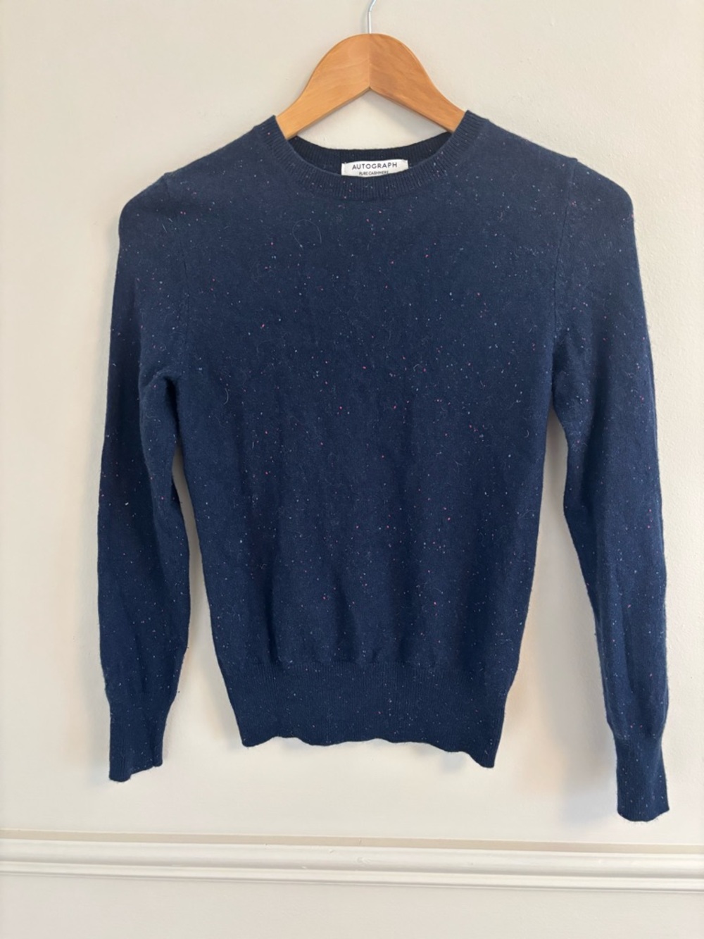 Autograph Cashmere Navy Speckled Crewneck Sweater